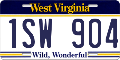 WV license plate 1SW904