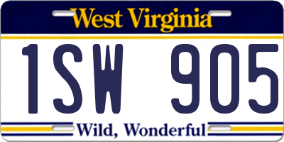 WV license plate 1SW905