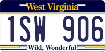 WV license plate 1SW906