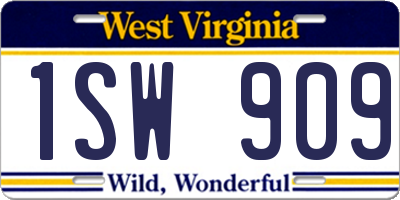 WV license plate 1SW909