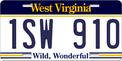 WV license plate 1SW910