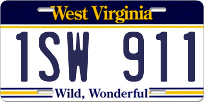 WV license plate 1SW911
