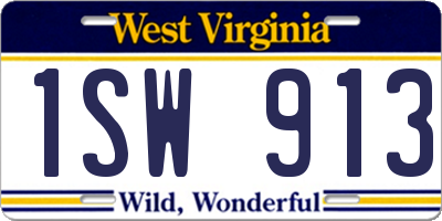 WV license plate 1SW913
