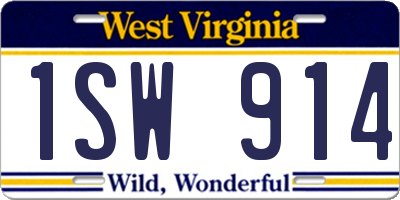 WV license plate 1SW914