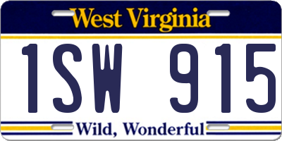 WV license plate 1SW915