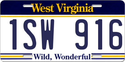 WV license plate 1SW916
