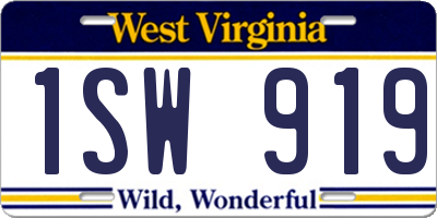 WV license plate 1SW919