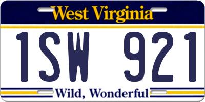 WV license plate 1SW921