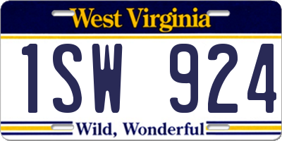 WV license plate 1SW924