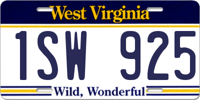 WV license plate 1SW925