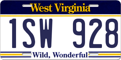 WV license plate 1SW928
