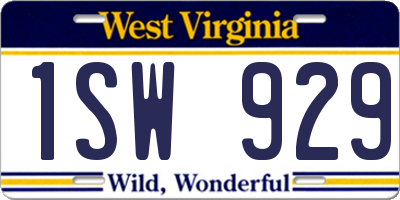 WV license plate 1SW929