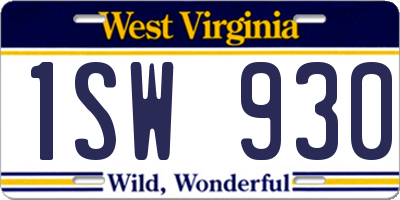 WV license plate 1SW930