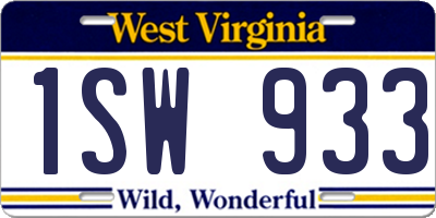 WV license plate 1SW933