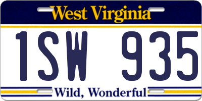 WV license plate 1SW935
