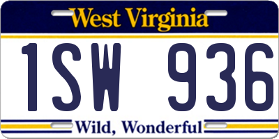 WV license plate 1SW936