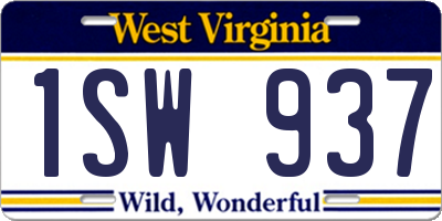 WV license plate 1SW937