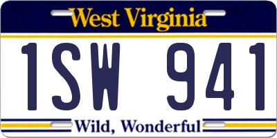 WV license plate 1SW941