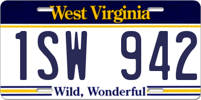 WV license plate 1SW942