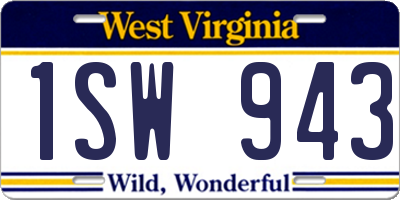 WV license plate 1SW943