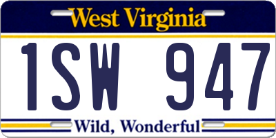 WV license plate 1SW947