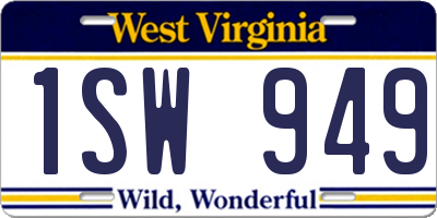 WV license plate 1SW949