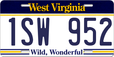 WV license plate 1SW952