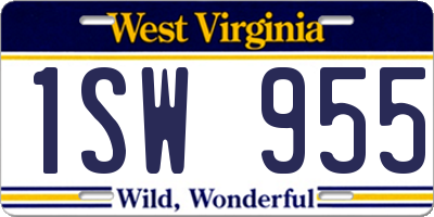 WV license plate 1SW955