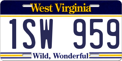 WV license plate 1SW959