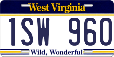 WV license plate 1SW960