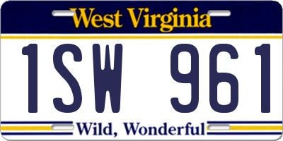 WV license plate 1SW961