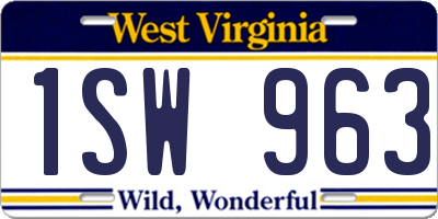WV license plate 1SW963