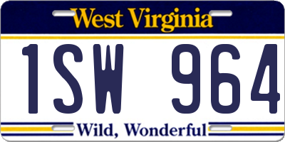 WV license plate 1SW964