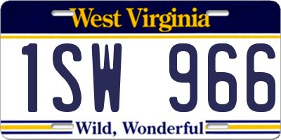 WV license plate 1SW966