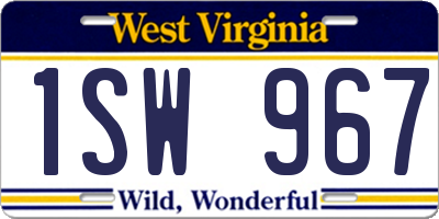 WV license plate 1SW967
