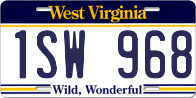 WV license plate 1SW968