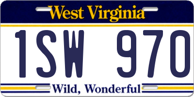 WV license plate 1SW970