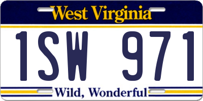 WV license plate 1SW971