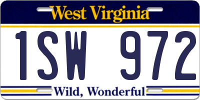 WV license plate 1SW972