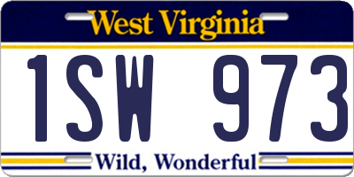 WV license plate 1SW973