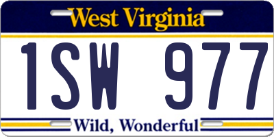 WV license plate 1SW977