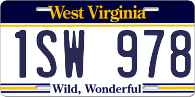 WV license plate 1SW978