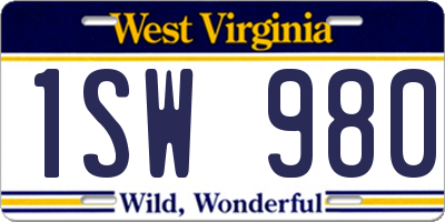 WV license plate 1SW980