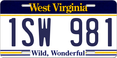 WV license plate 1SW981