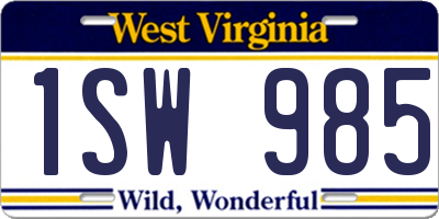 WV license plate 1SW985