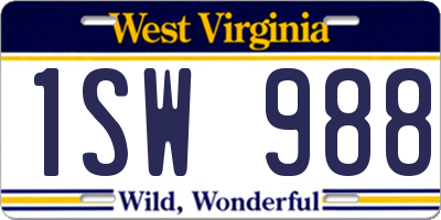 WV license plate 1SW988