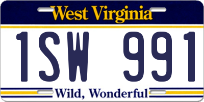 WV license plate 1SW991
