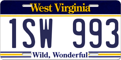 WV license plate 1SW993