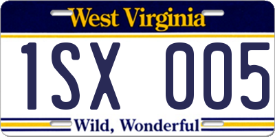 WV license plate 1SX005
