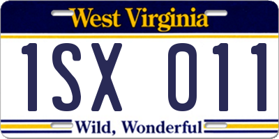 WV license plate 1SX011